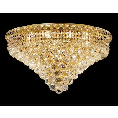 12 light gold plated crystal flush mount ceiling light dressed with crystal balls