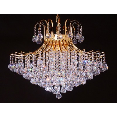 9 lights crystal chandelier in gold plated finish