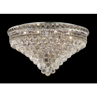 12 light polished chrome crystal flush mount ceiling light dressed with crystal balls
