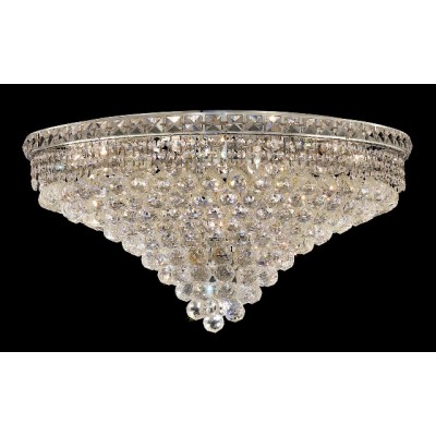 18 light polished chrome crystal flush mount ceiling light dressed with crystal balls