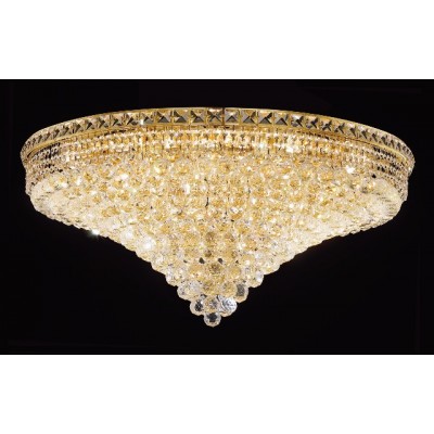 21 light gold plated crystal flush mount ceiling light dressed with crystal balls