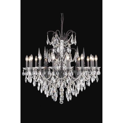 Athena Dark Bronze 16-Light Chandelier with Royal Cut Crystal
