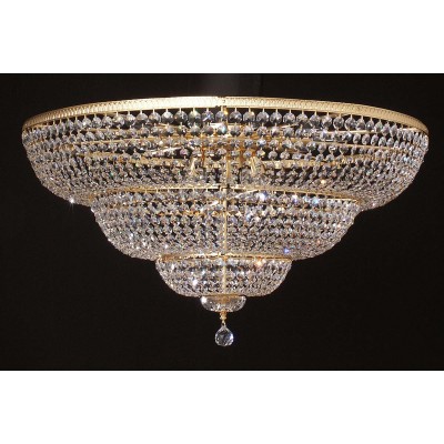 12 light flush mount crystal chandelier in gold plated finish