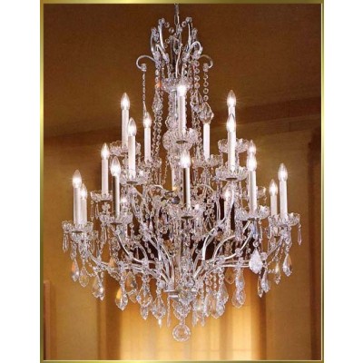 20 Light Versailles crystal Chandeliers in satin silver finish