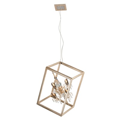 Silver Leaf With Gold Four-Light Halogen Pendant