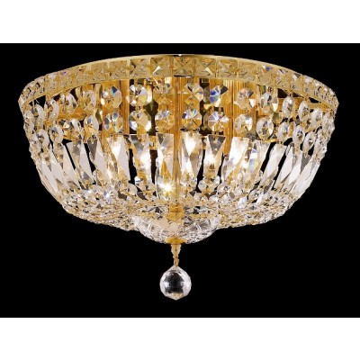 6 light crystal flush mount ceiling lamp with gold finish