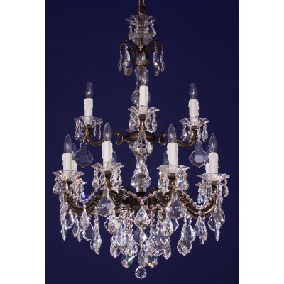 12 lights traditional crystal chandelier in Antique Bronze finish