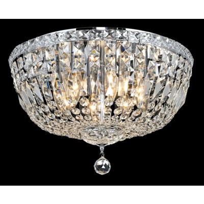 8 light crystal flush mount ceiling lamp with chrome finish