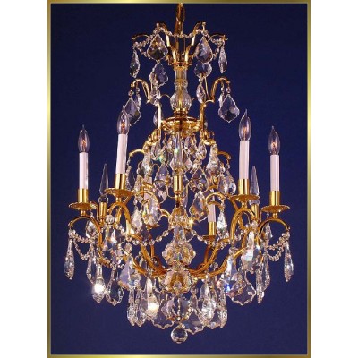 7 lights traditional crystal chandelier in gold plated finish