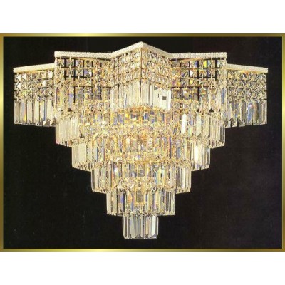 18 light flush mount crystal chandelier in gold plated finish