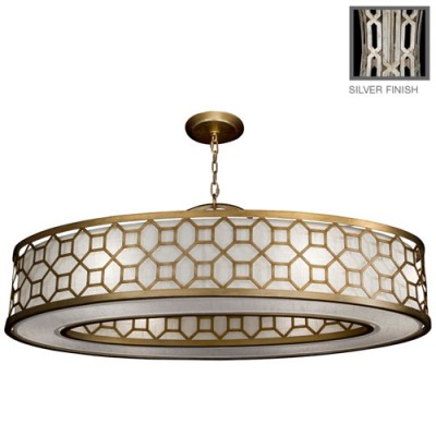 Six-Light Pendant in Platinized Silver Leaf Finish