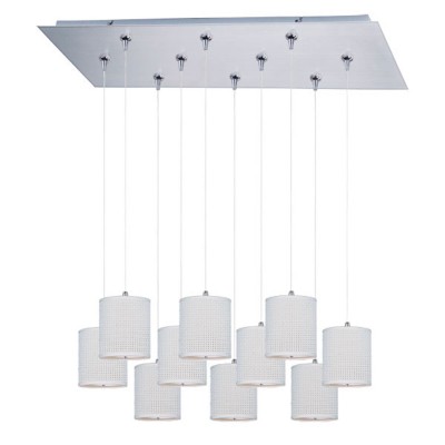 Satin Nickel Ten-Light 7-Inch RapidJack High Pendant with White Shade