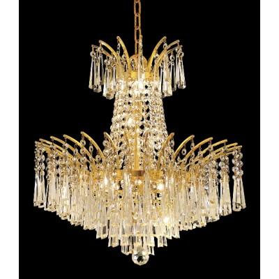 8 Light crystal chandelier gold plated
