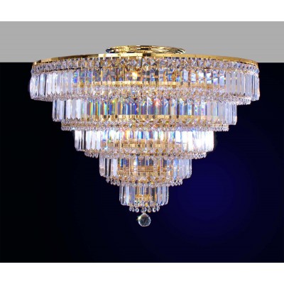 18 lights crystal flush mount in gold plated finish