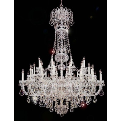 45 Lights Bohemian Crystal chandelier in polished chrome finish