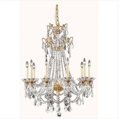 Gold 10-Light Chandelier with Swarovski Elements Crystal