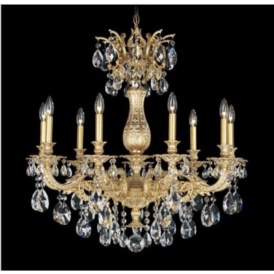 Gold Nine-Light Clear Spectra Crystal Chandelier, 30W x 31H x 30D