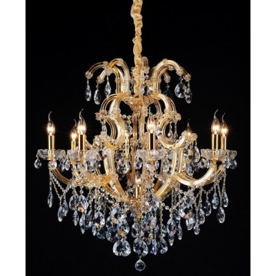 Gold plated 9 Light Maria Theresa crystal Chandelier