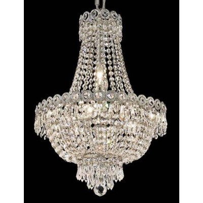 Chrome Eight-Light 16-Inch Chandelier with Royal Cut Clear Crystal