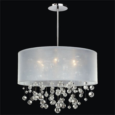 Silhouette Crystal Six Light Pendant with Double Lined Sheer Shade