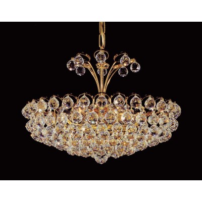6 lights crystal chandelier in gold plated finish