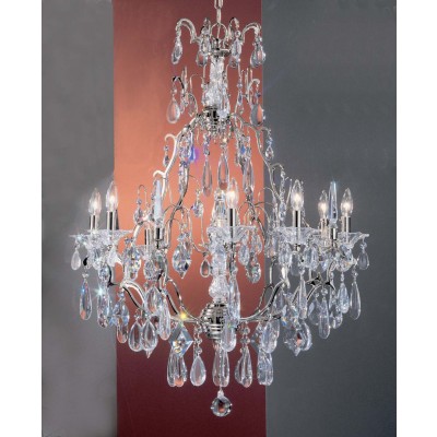 9 lights traditional crystal chandelier in polished chrome finish
