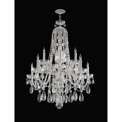  Polished Chrome Five-Light Hand Cut Crystal Chandelier