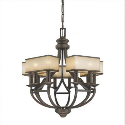 Bronze Ten-Light Chandelier