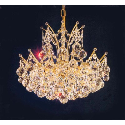6 lights crystal chandelier in gold plated finish