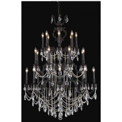 Bronze 24-Light Chandelier with Royal Cut Crystal