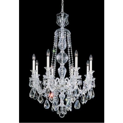 Silver Eight-Light Clear Heritage Handcut Crystal Chandelier, 28W x 43H x 28D