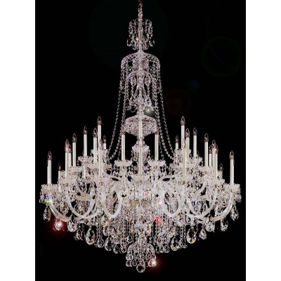 40 Lights Bohemian Crystal chandelier in polished chrome finish