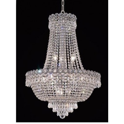 Chrome Twelve-Light 20-Inch Chandelier with Royal Cut Clear Crystal