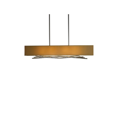 Burnished Steel 42-Inch Four-Light Pendant with Doeskin Suede Shade