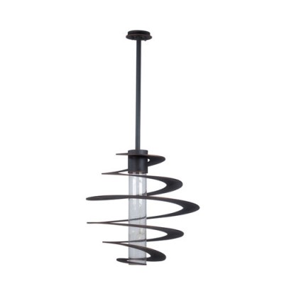 Escalier Aged Copper One-Light 24-Inch Pendant with Seeded Glass