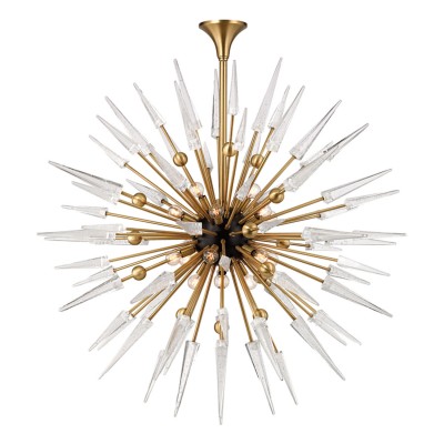 Aged Brass 18-Light Starburst Pendant