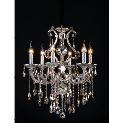 Polished chrome 6 Light Zinc Alloy crystal Chandelier