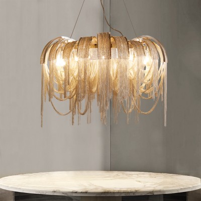 Nordic restaurant bedroom modern minimalist atmosphere chain tassel chandeliers