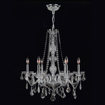 Six-Light Chrome Finish with Clear-Crystals Chandelier
