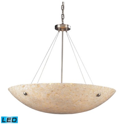 Stonybrook Eight Light LED Pendant In Satin Nickel And Pearl Stone