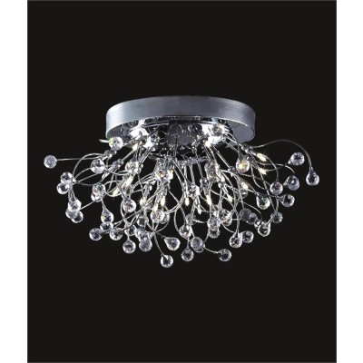 polished chrome flush mount crystal ceiling lamp dressed with crystal balls