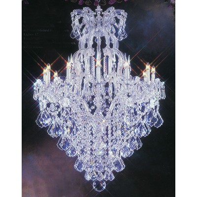 Polished chrome Maria Theresa chandelier dressed with beautiful Maple Leaf crystal 