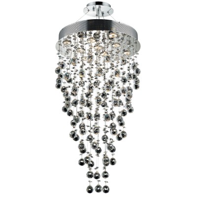  Galaxy Chrome Nine-Light 20-Inch Semi Flush Mount with Royal Cut Clear Crystal