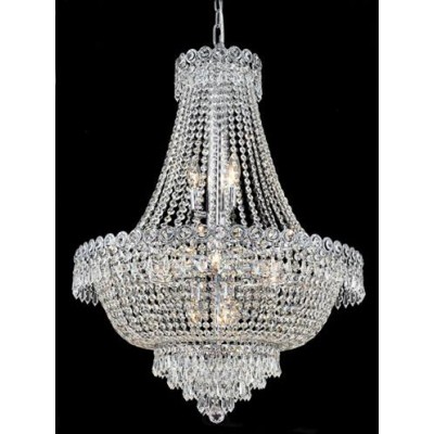 Chrome Twelve-Light 24-Inch Chandelier with Royal Cut Clear Crystal