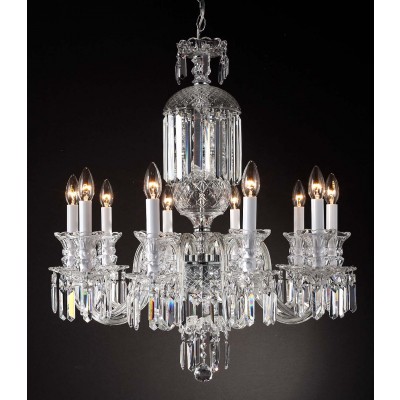10 Lights Bohemian Crystal chandelier in polished chrome finish