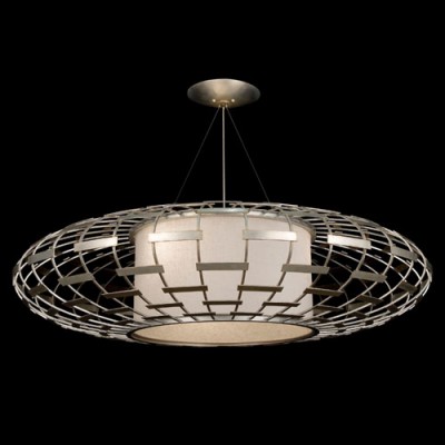 Three-Light Pendant in Platinized Silver Leaf Finish