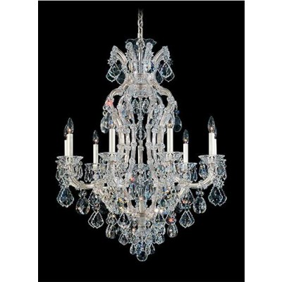 Silver Leaf 10-Light 31.5-Inch Long Chandelier with Clear Hand Cut Crystal