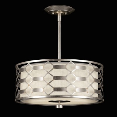 Three-Light Pendant in Platinized Silver Leaf Finish