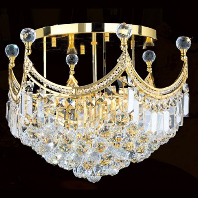 Corp Empire Nine-Light Gold Finish with Clear-Crystals Ceiling-Light