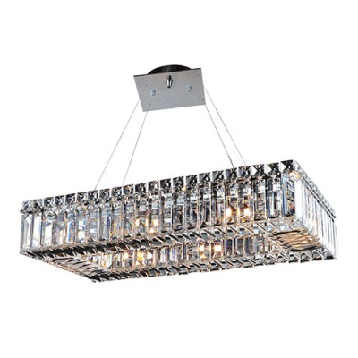 Chrome Eight-Light Rectangular Island Pendant